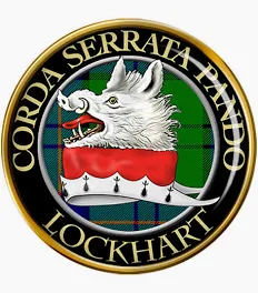 The Lockhart clan crest, incorporating a heart within a fetterlock, in reference to the crusade